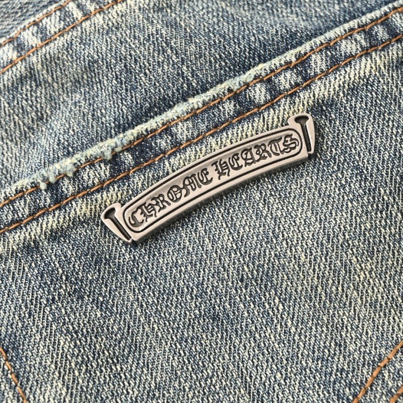 Chrome Hearts Cross Distressed Light Blue Denim Jeans view