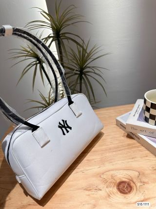 MLB Underarm Hobo Bag White with Black Handles view 2