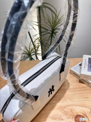 MLB Underarm Hobo Bag White with Black Handles view 4