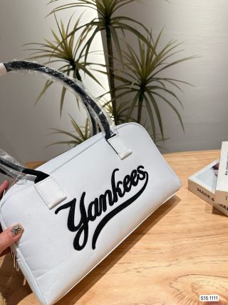 MLB Underarm Hobo Bag White with Black Handles view 5