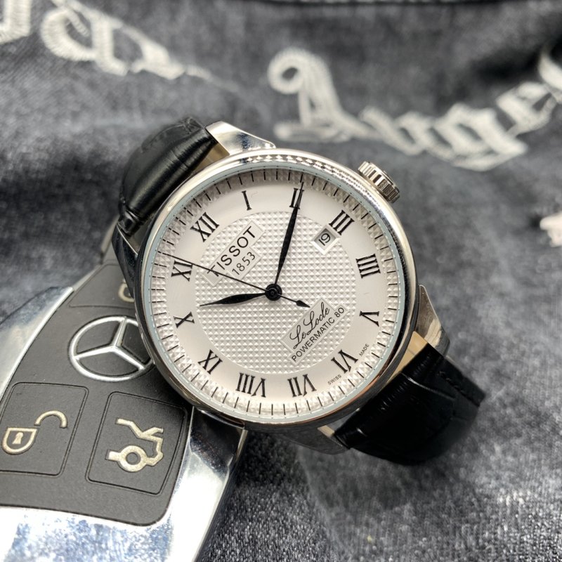 Tissot PRX Powermatic 80 Silver Dial Leather Strap Watch