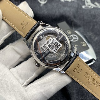 Tissot PRX Powermatic 80 Silver Dial Leather Strap Watch view 7