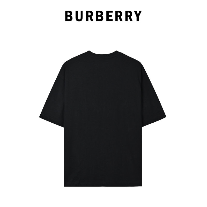 Burberry Black Short Sleeve T-Shirt with Embroidered Plaid Logo view