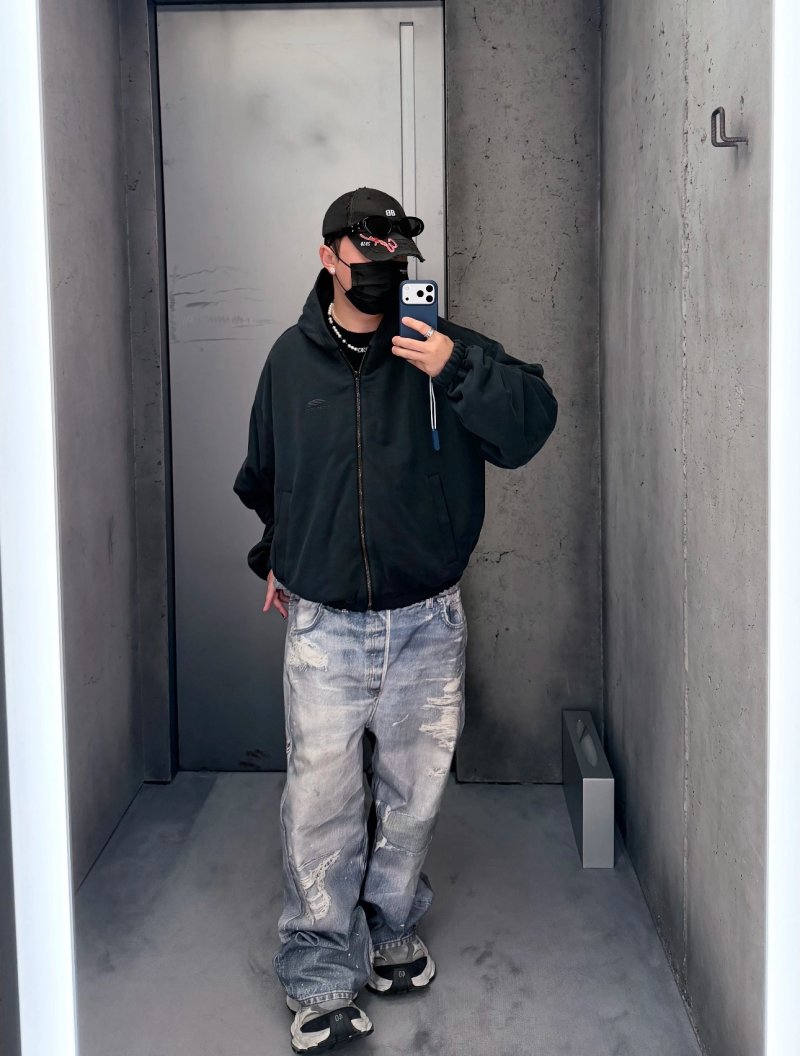 Black & Burgundy Colorblock Windbreaker Jacket view