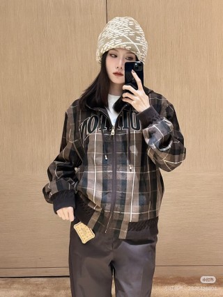 Louis Vuitton Brown Plaid Zip Hoodie Jacket view 3