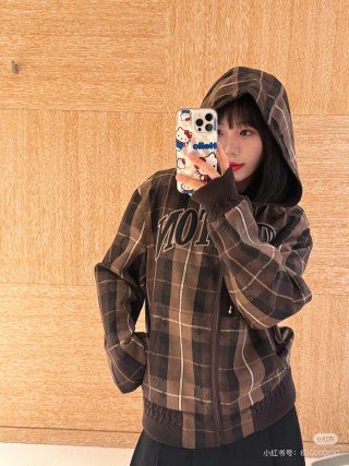 Louis Vuitton Brown Plaid Zip Hoodie Jacket view 8