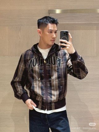 Louis Vuitton Brown Plaid Zip Hoodie Jacket view 9