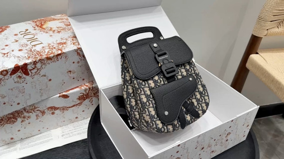 Dior Bobby Black Leather Monogram Saddle Bag
