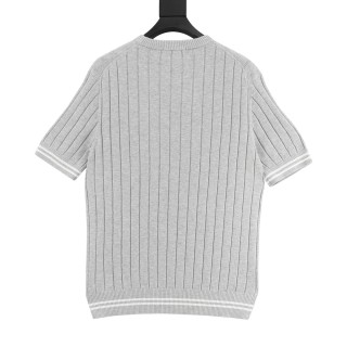 Loro Piana LP Ribbed Crew Neck Short Sleeve Knit - Light Grey view 2