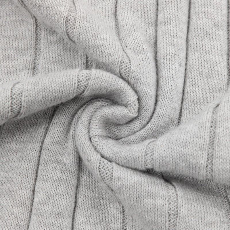Grey Vertical Stripe Knit Sweater with Ribbed Trim view