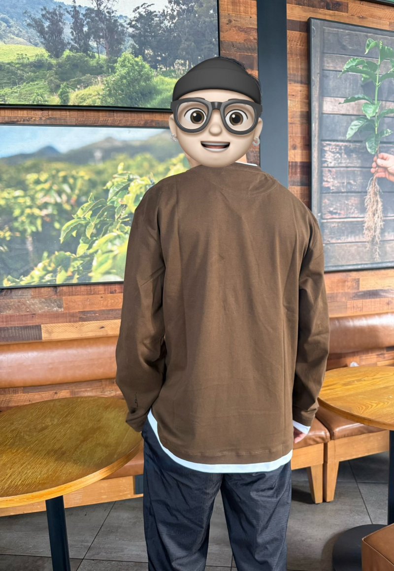 Brown Long Sleeve Crewneck T-Shirt with Contrast Trim view