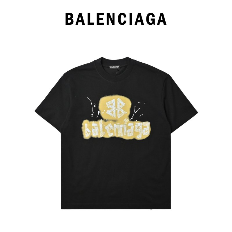Balenciaga Gold Logo Black T-Shirt view