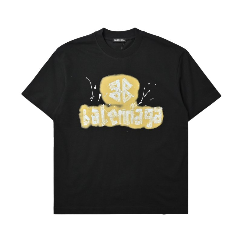 Balenciaga Gold Logo Black T-Shirt view