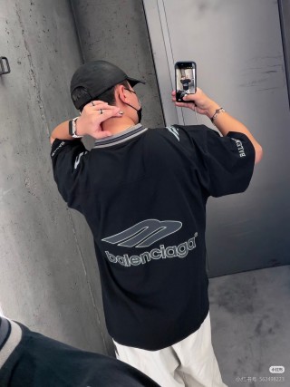 Balenciaga Black Logo Print Short Sleeve T-Shirt view 4