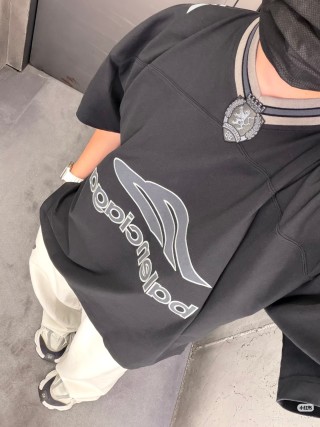 Balenciaga Black Logo Print Short Sleeve T-Shirt view 5