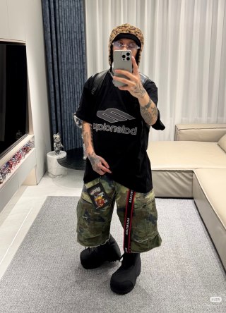 Balenciaga Black Logo Print Short Sleeve T-Shirt view 7