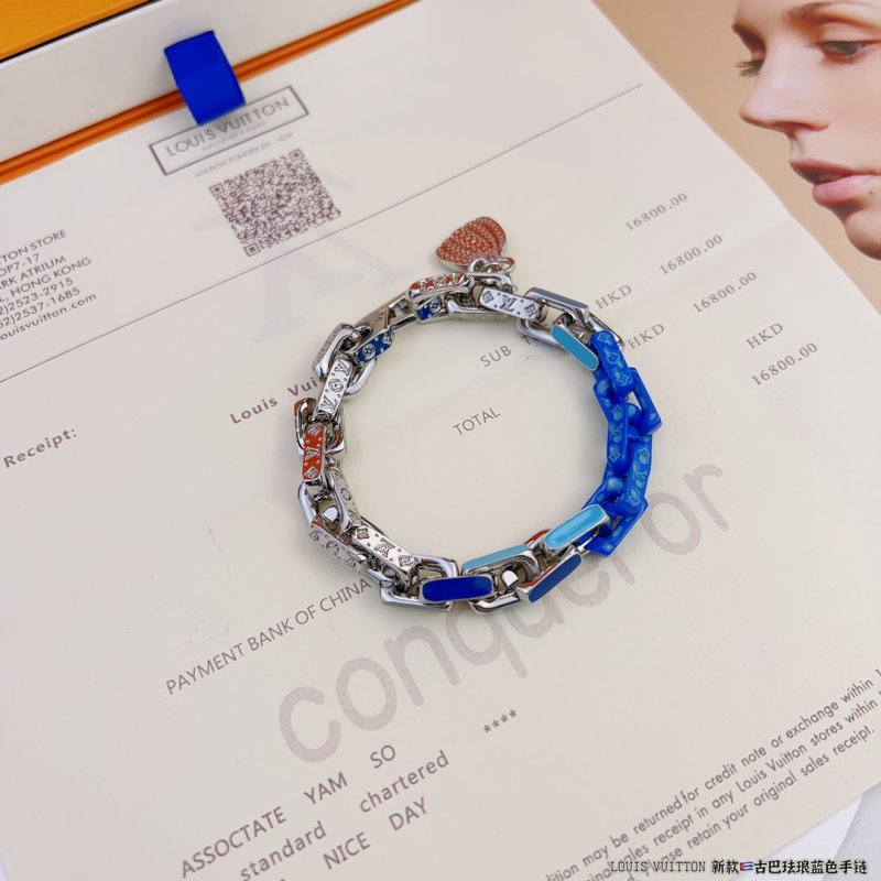 Louis Vuitton Paradise Chain Bracelet Blue Silver