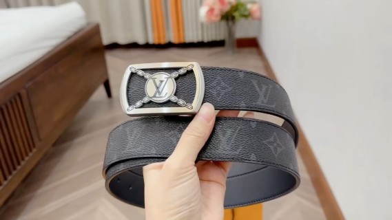 Louis Vuitton Monogram Canvas Belt with Silver Buckle