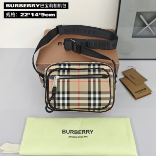 Burberry Check Camera Bag Black Nylon