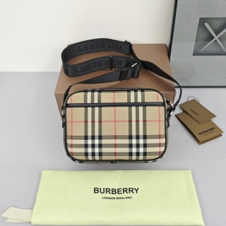Burberry Check Camera Bag Black Nylon view 2