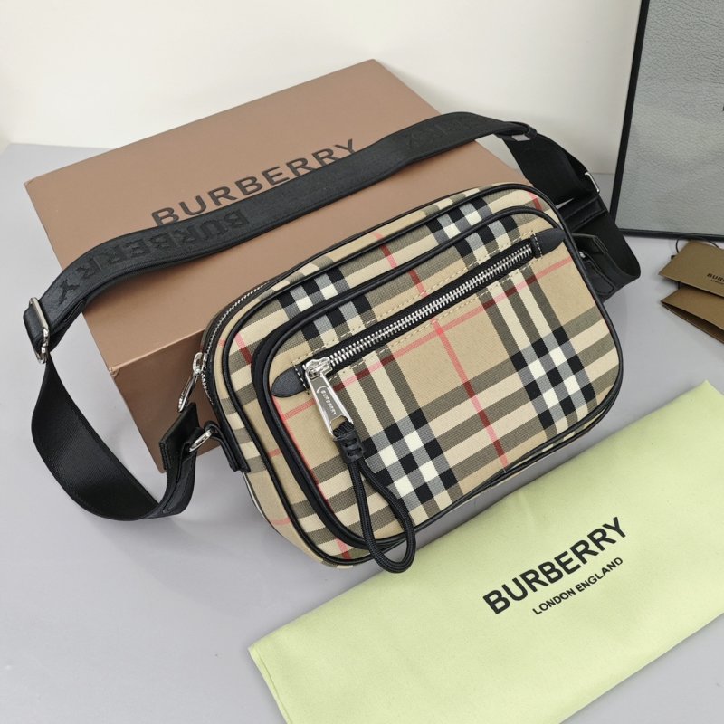 Burberry Check Camera Bag Black Nylon view