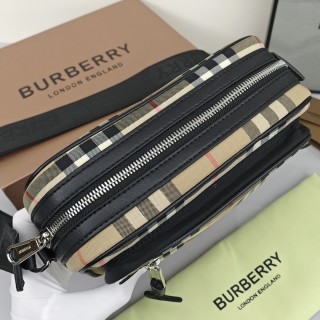 Burberry Check Camera Bag Black Nylon view 5