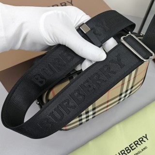 Burberry Check Camera Bag Black Nylon view 6