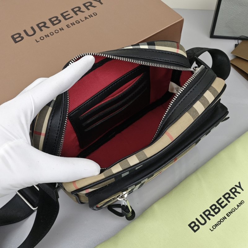 Burberry Check Camera Bag Black Nylon view