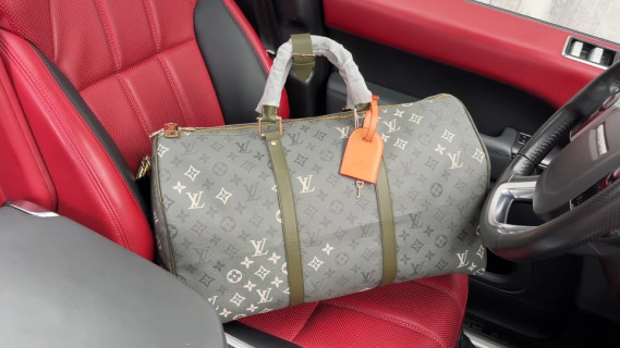Louis Vuitton Keepall Monogram Travel Bag Grey