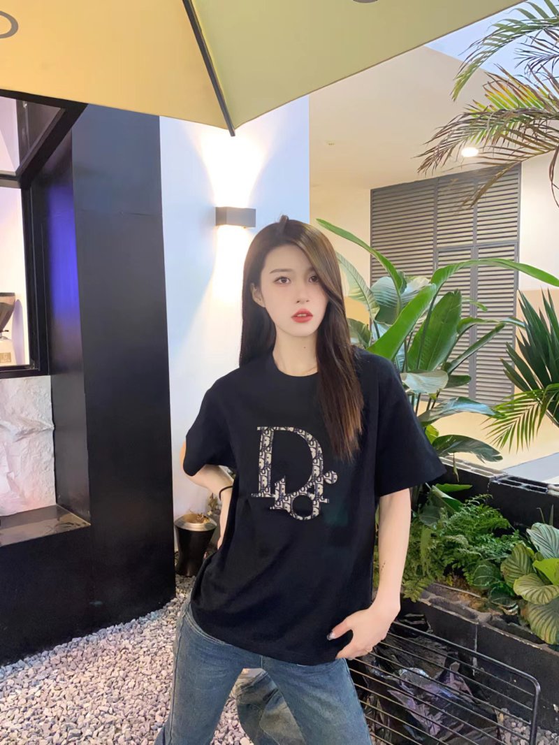 Dior Logo Embellished Black T-Shirt