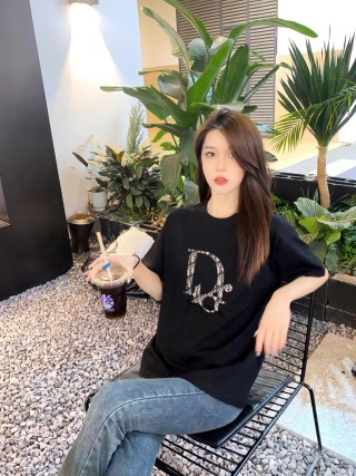 Dior Logo Embellished Black T-Shirt view 2