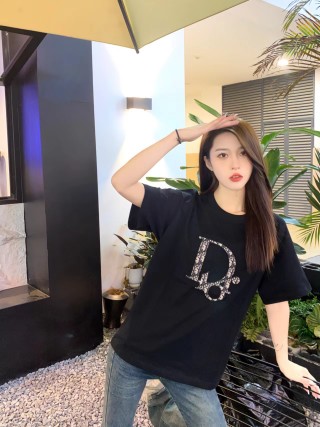 Dior Logo Embellished Black T-Shirt view 7