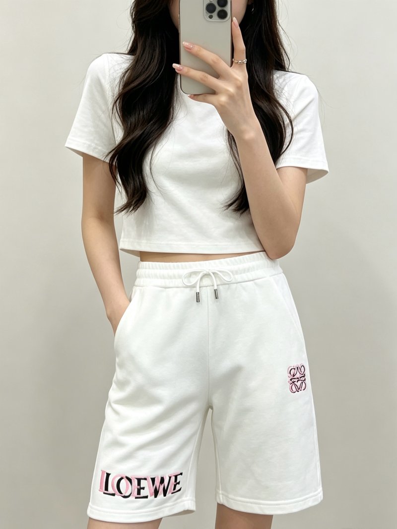 Loewe White Embroidered Shorts