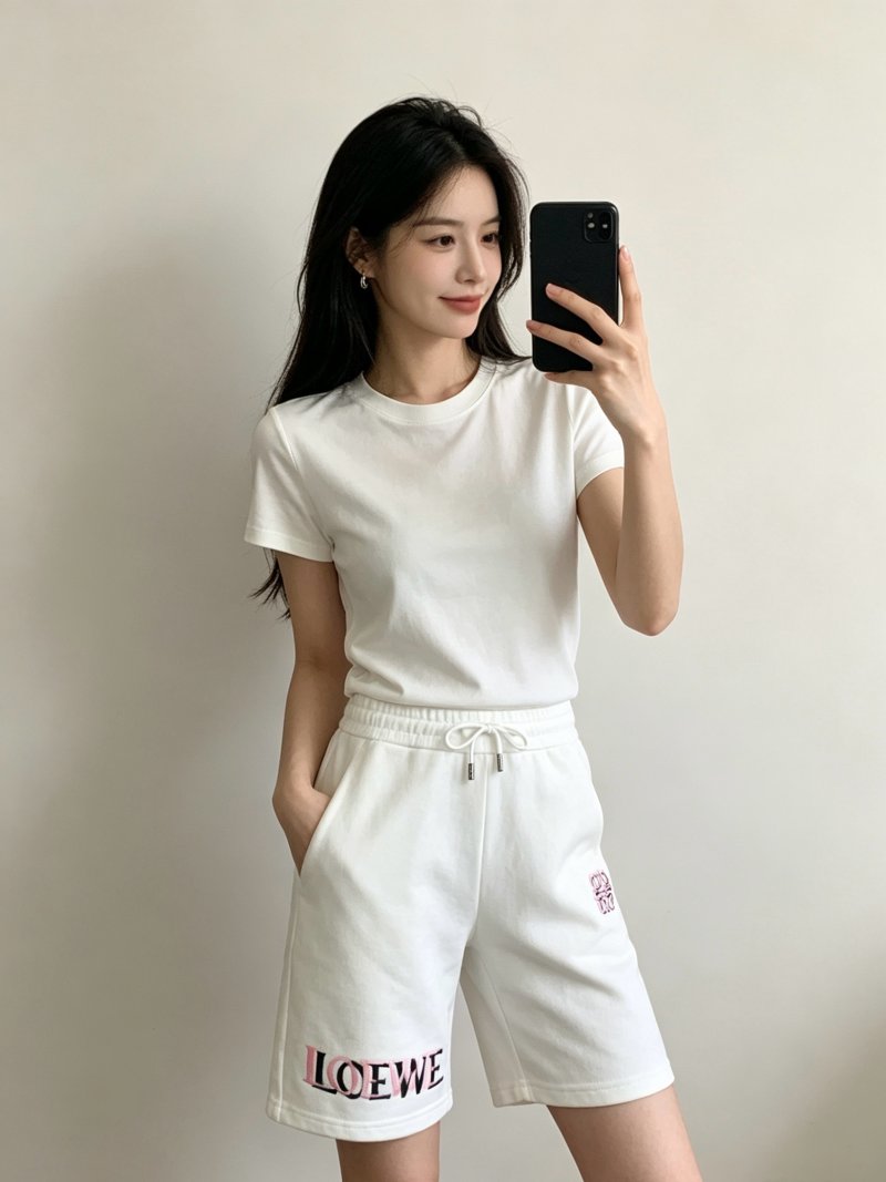 Loewe White Embroidered Shorts view