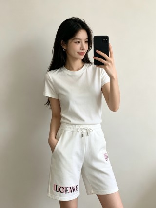 Loewe White Embroidered Shorts view 3