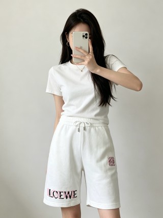 Loewe White Embroidered Shorts view 4