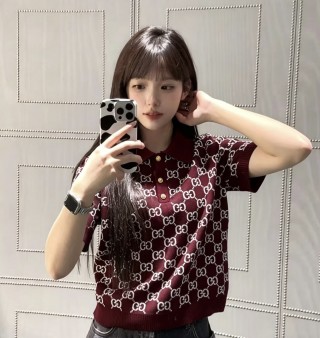 Gucci GG Monogram Burgundy Short Sleeve T-Shirt view 5