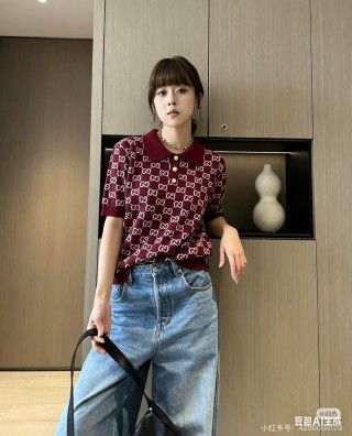 Gucci GG Monogram Burgundy Short Sleeve T-Shirt view 6