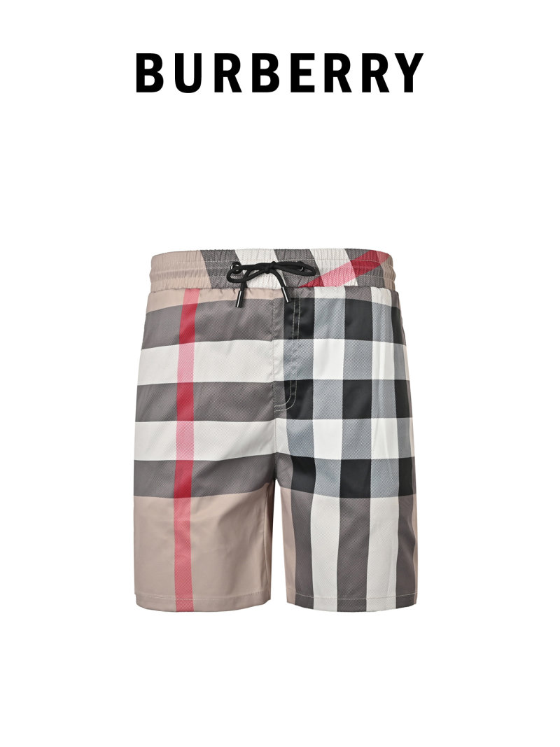 Burberry Check Shorts Black White Red