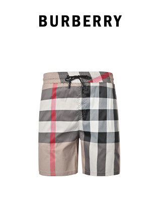 Burberry Check Shorts Black White Red