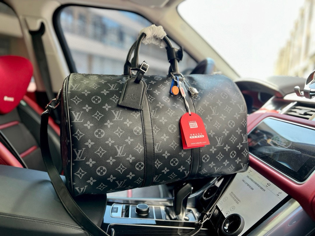 Louis Vuitton Keepall 45 Monogram Canvas Travel Bag Black