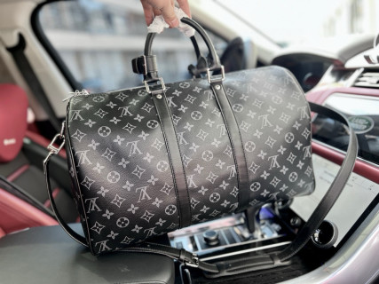 Louis Vuitton Keepall 45 Monogram Canvas Travel Bag Black view 3
