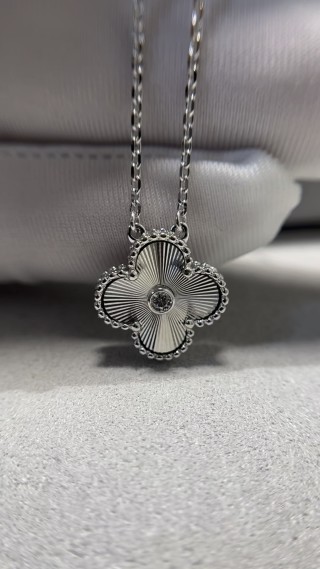 Van Cleef & Arpels Alhambra Silver Clover Pendant Necklace