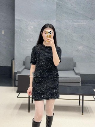 Black Sequin Short Sleeve T-Shirt with Studded Trim view 4