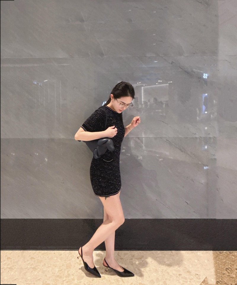 Black Sequin Short Sleeve T-Shirt with Studded Trim view