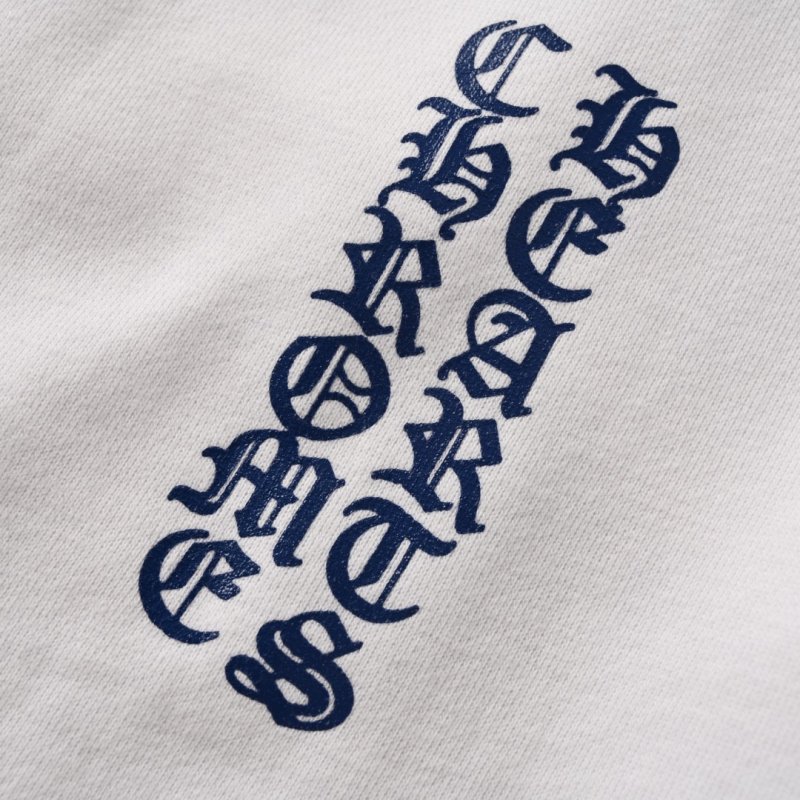 Chrome Hearts White Zip Hoodie with Gothic Sleeve Print view