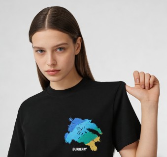 Burberry Colorblock Horse Print Black T-Shirt view 2