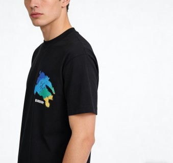 Burberry Colorblock Horse Print Black T-Shirt view 7