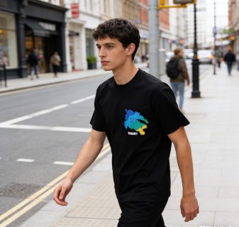 Burberry Colorblock Horse Print Black T-Shirt view 8