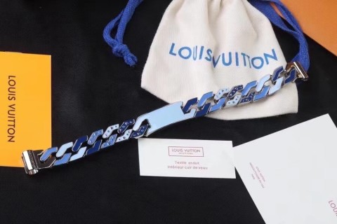 Louis Vuitton LV Blue Enamel Chain Link Bracelet view 2